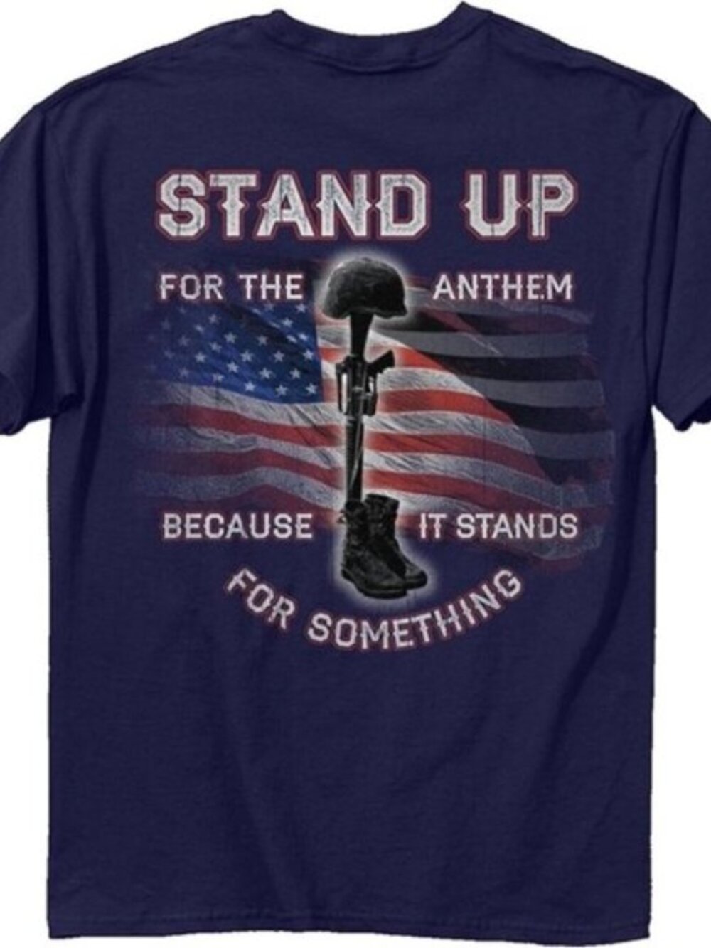 Buck Wear Stand Up for The Anthem Men's T-Shirt, Navy, Medium - Picture 2 of 2
